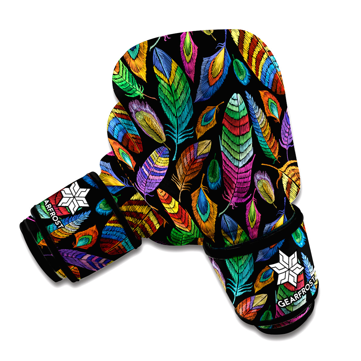Bohemian Feather Pattern Print Boxing Gloves
