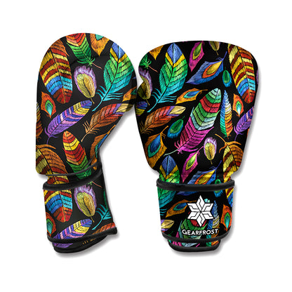 Bohemian Feather Pattern Print Boxing Gloves