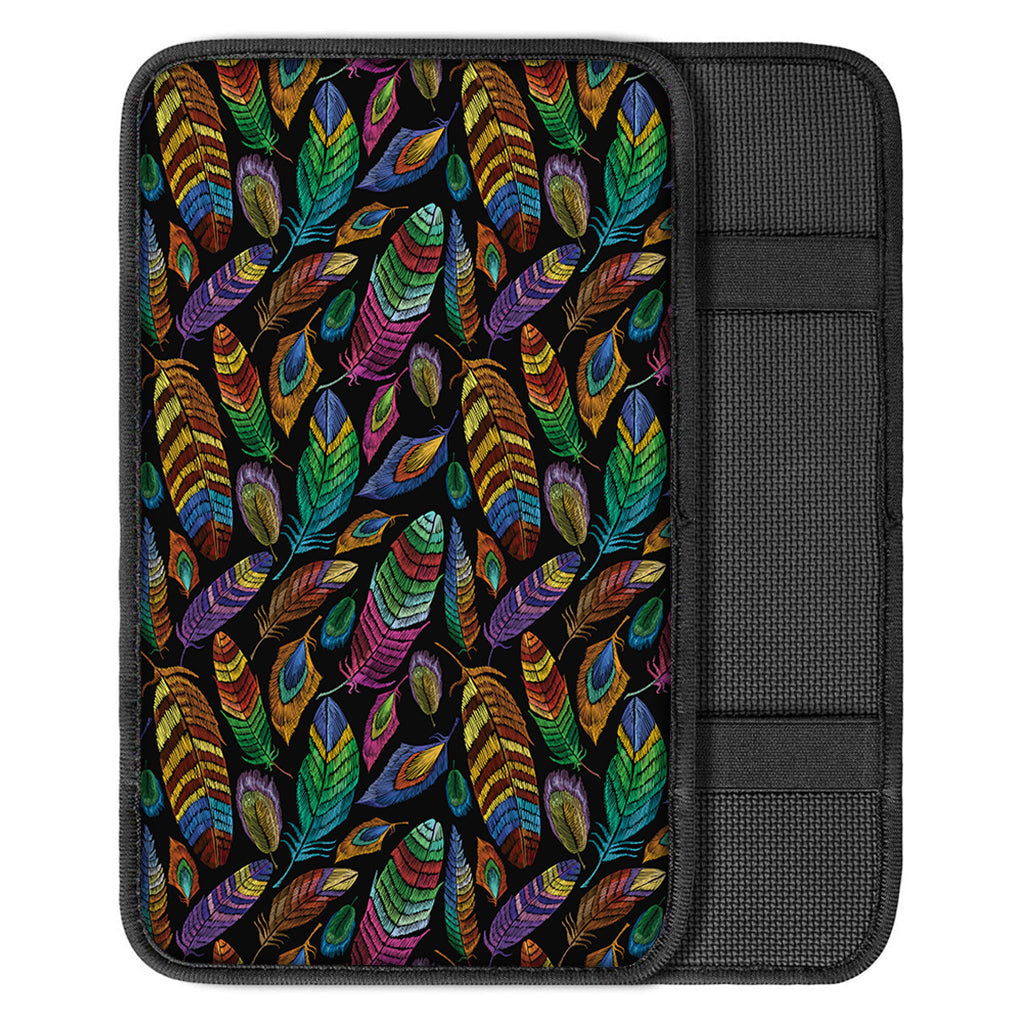 Bohemian Feather Pattern Print Car Center Console Cover