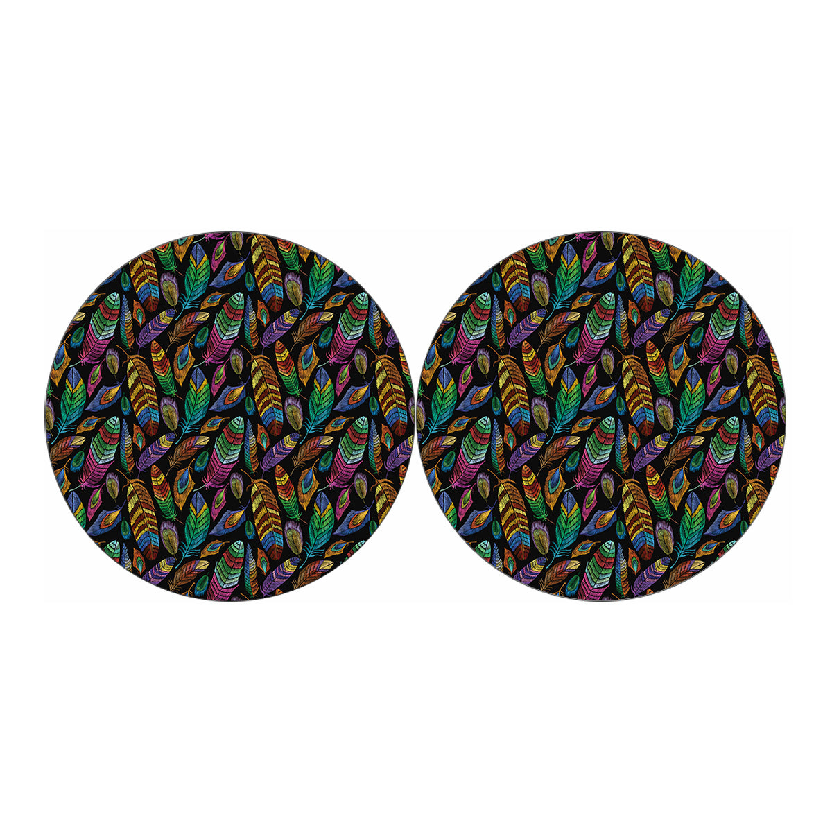 Bohemian Feather Pattern Print Car Coasters
