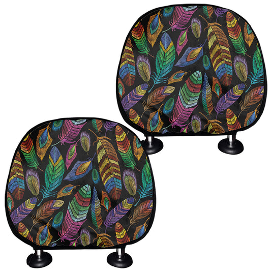 Bohemian Feather Pattern Print Car Headrest Covers