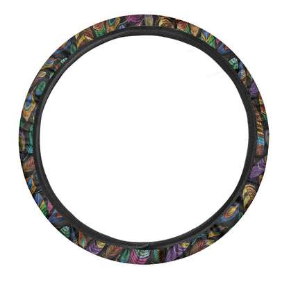 Bohemian Feather Pattern Print Car Steering Wheel Cover