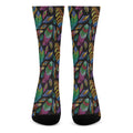 Bohemian Feather Pattern Print Crew Socks