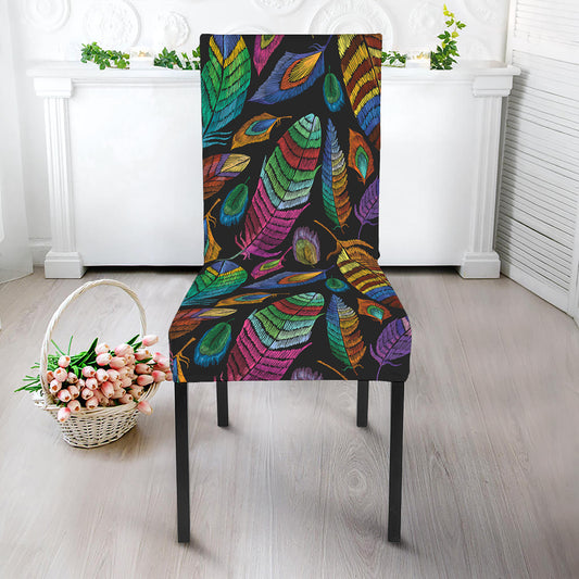 Bohemian Feather Pattern Print Dining Chair Slipcover