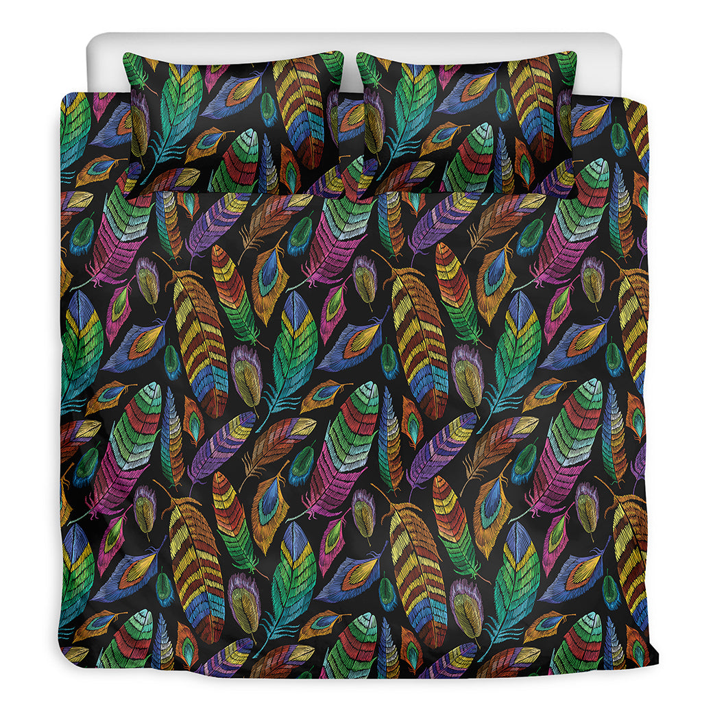 Bohemian Feather Pattern Print Duvet Cover Bedding Set