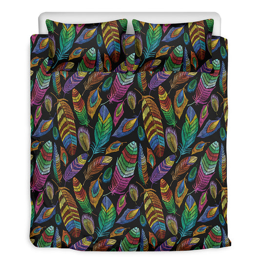 Bohemian Feather Pattern Print Duvet Cover Bedding Set
