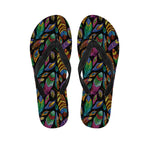 Bohemian Feather Pattern Print Flip Flops