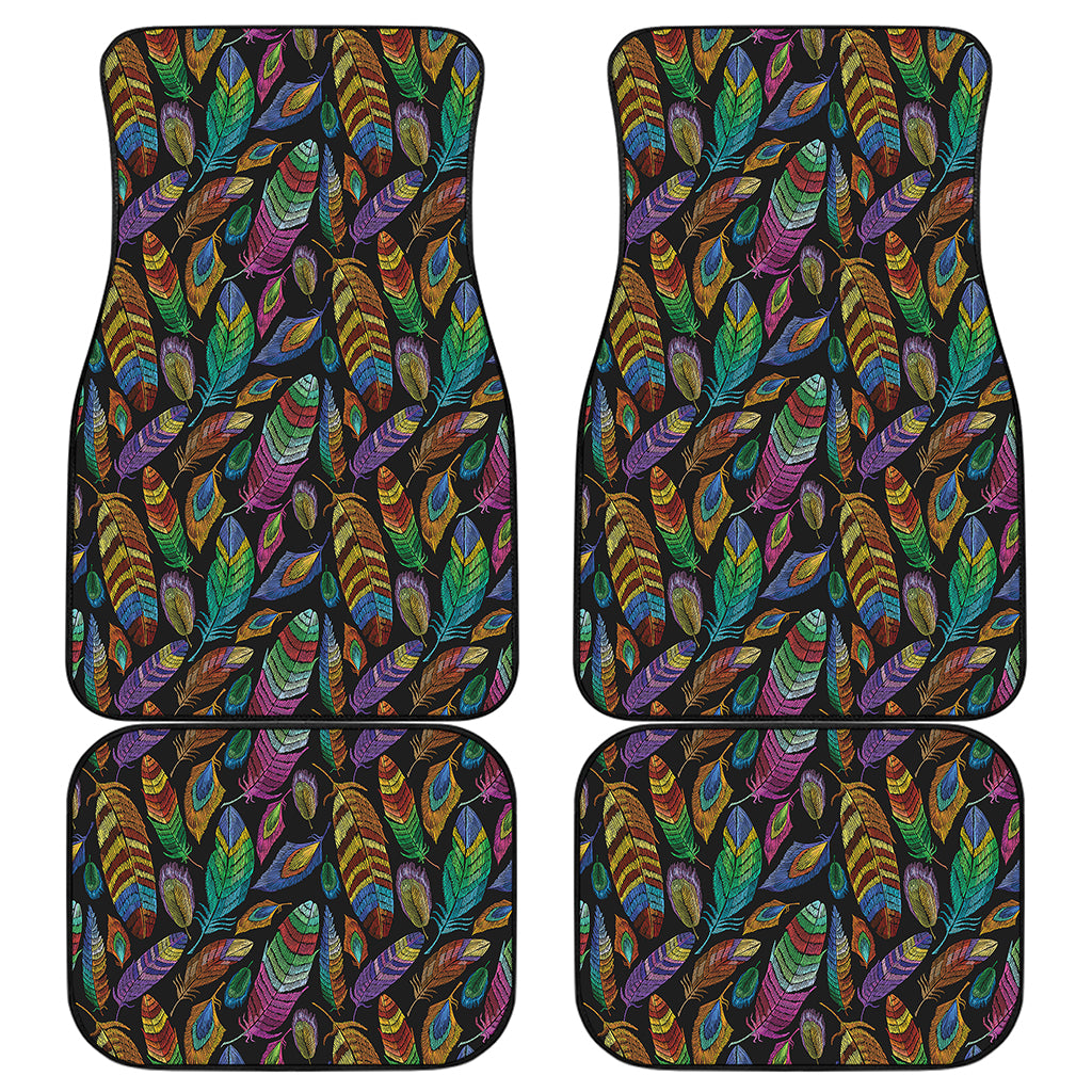 Bohemian Feather Pattern Print Front and Back Car Floor Mats