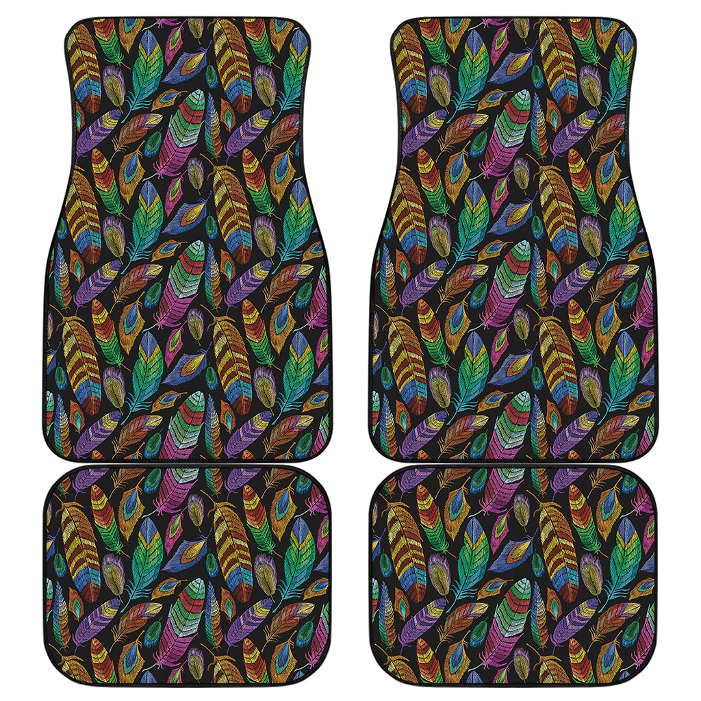 Bohemian Feather Pattern Print Front and Back Car Floor Mats