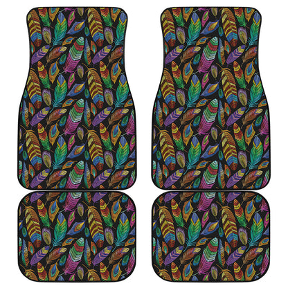 Bohemian Feather Pattern Print Front and Back Car Floor Mats