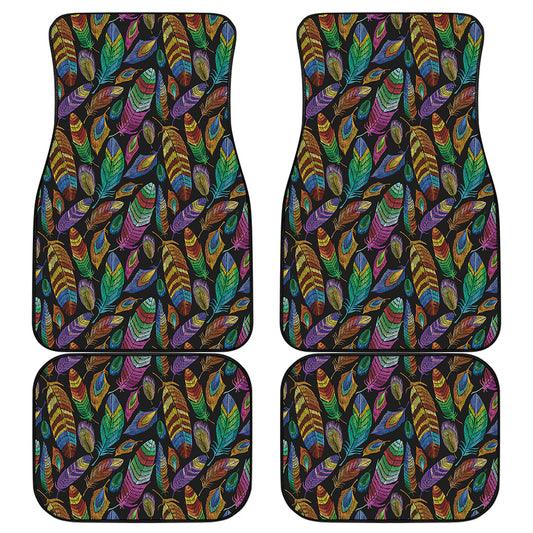 Bohemian Feather Pattern Print Front and Back Car Floor Mats