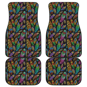 Bohemian Feather Pattern Print Front and Back Car Floor Mats