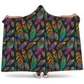 Bohemian Feather Pattern Print Hooded Blanket