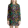 Bohemian Feather Pattern Print Hoodie Dress