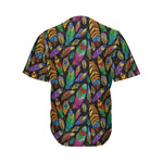 Bohemian Feather Pattern Print Men's Baseball Jersey