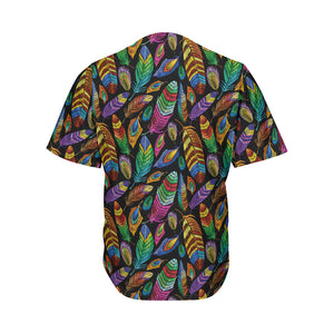 Bohemian Feather Pattern Print Men's Baseball Jersey