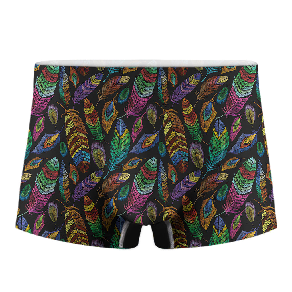 Bohemian Feather Pattern Print Men's Boxer Briefs