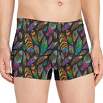 Bohemian Feather Pattern Print Men's Boxer Briefs