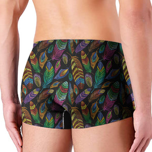 Bohemian Feather Pattern Print Men's Boxer Briefs