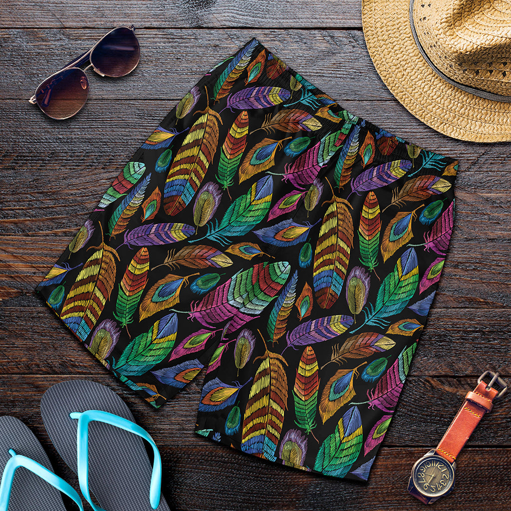 Bohemian Feather Pattern Print Men's Shorts