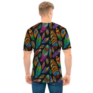 Bohemian Feather Pattern Print Men's T-Shirt