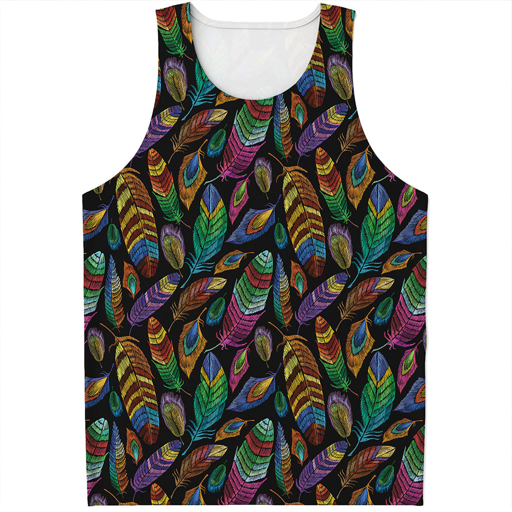 Bohemian Feather Pattern Print Men's Tank Top