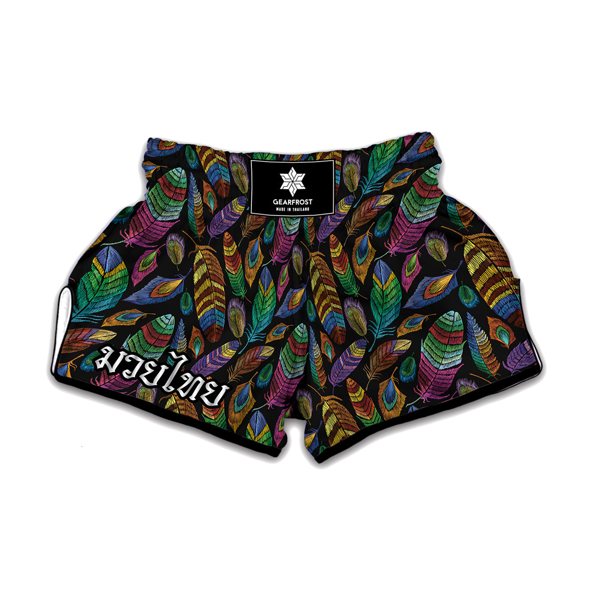 Bohemian Feather Pattern Print Muay Thai Boxing Shorts