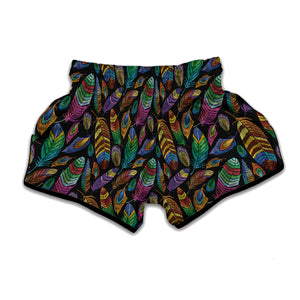 Bohemian Feather Pattern Print Muay Thai Boxing Shorts