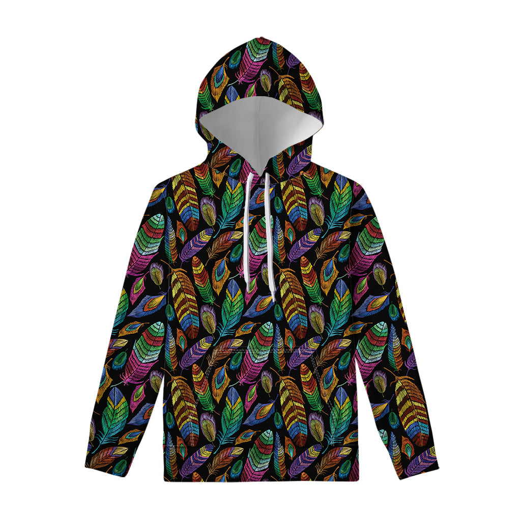 Bohemian Feather Pattern Print Pullover Hoodie