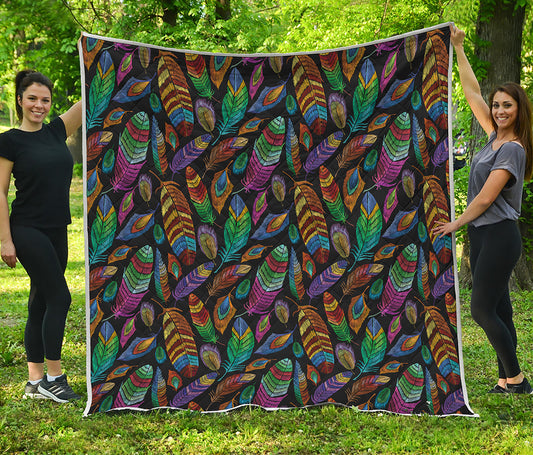 Bohemian Feather Pattern Print Quilt