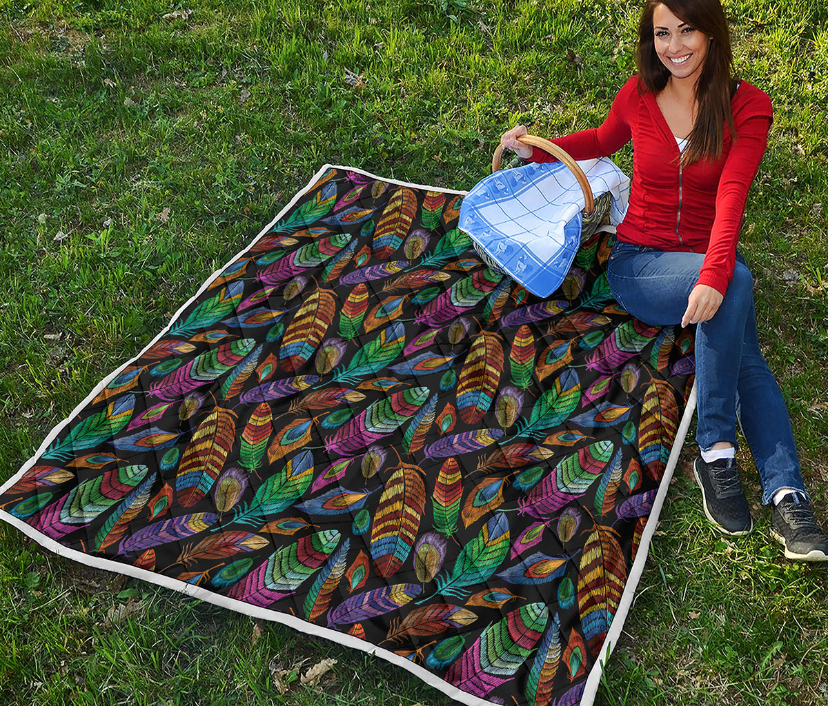 Bohemian Feather Pattern Print Quilt