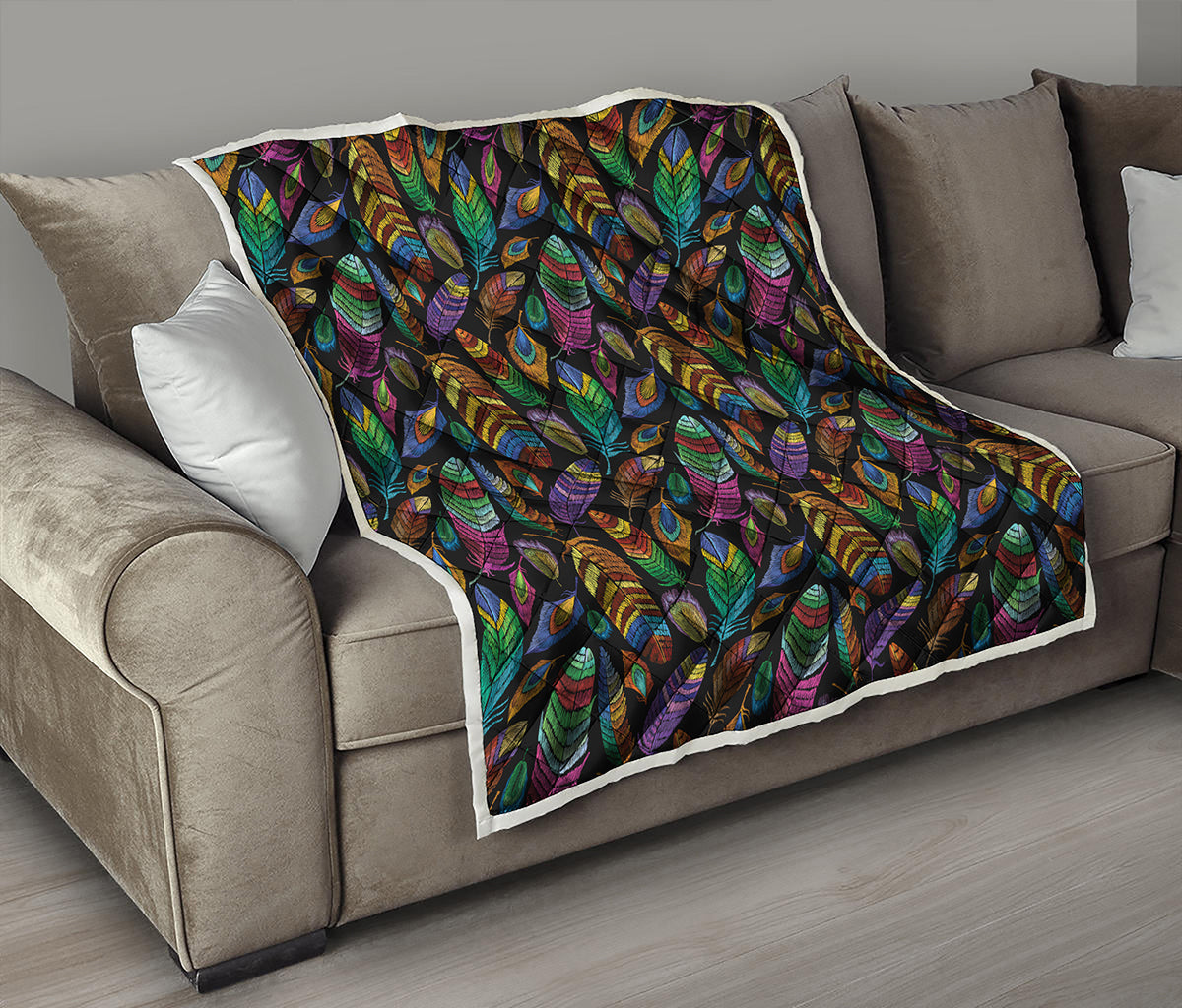 Bohemian Feather Pattern Print Quilt