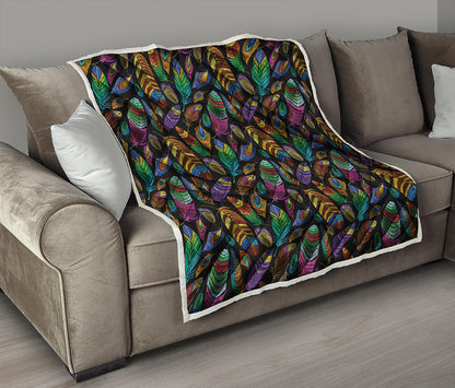 Bohemian Feather Pattern Print Quilt
