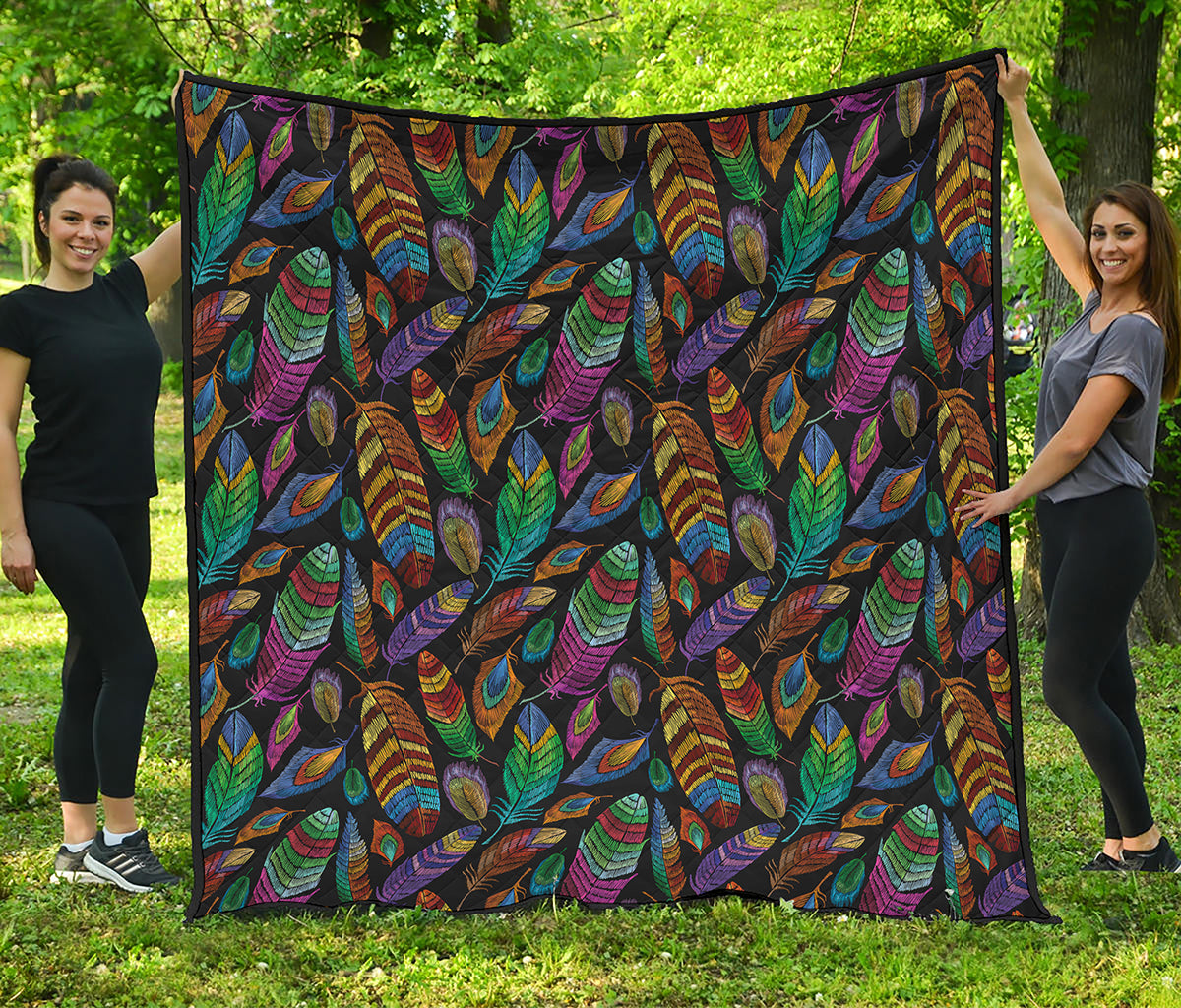 Bohemian Feather Pattern Print Quilt