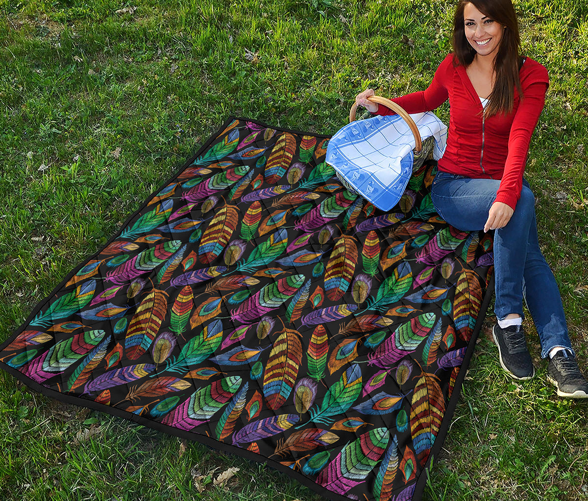 Bohemian Feather Pattern Print Quilt