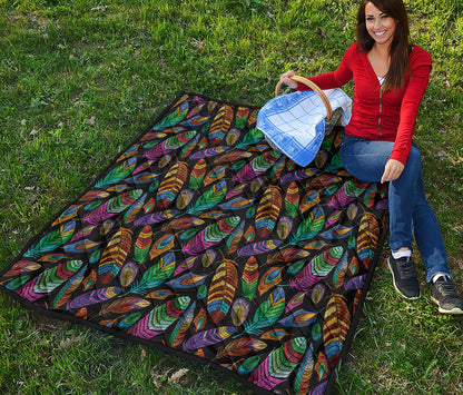 Bohemian Feather Pattern Print Quilt