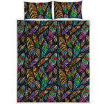 Bohemian Feather Pattern Print Quilt Bed Set