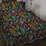 Bohemian Feather Pattern Print Quilt Bed Set