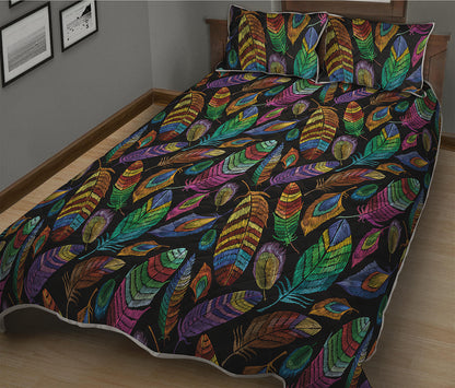 Bohemian Feather Pattern Print Quilt Bed Set
