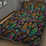 Bohemian Feather Pattern Print Quilt Bed Set