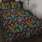 Bohemian Feather Pattern Print Quilt Bed Set