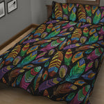 Bohemian Feather Pattern Print Quilt Bed Set