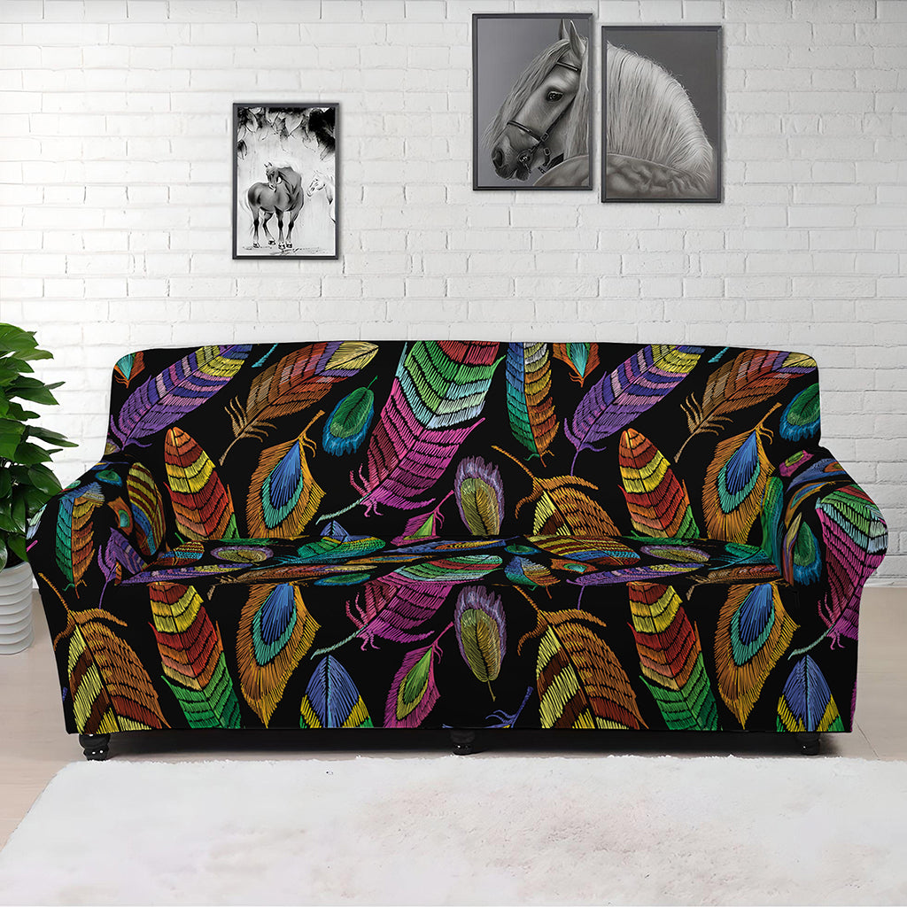 Bohemian Feather Pattern Print Sofa Cover