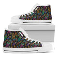 Bohemian Feather Pattern Print White High Top Sneakers