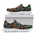 Bohemian Feather Pattern Print White Running Shoes