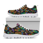 Bohemian Feather Pattern Print White Sneakers