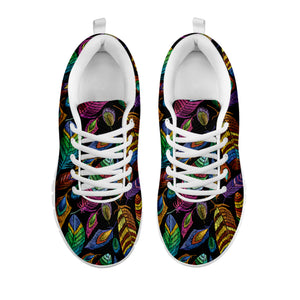 Bohemian Feather Pattern Print White Sneakers