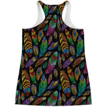 Bohemian Feather Pattern Print Women's Racerback Tank Top