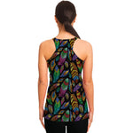 Bohemian Feather Pattern Print Women's Racerback Tank Top