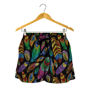 Bohemian Feather Pattern Print Women's Shorts